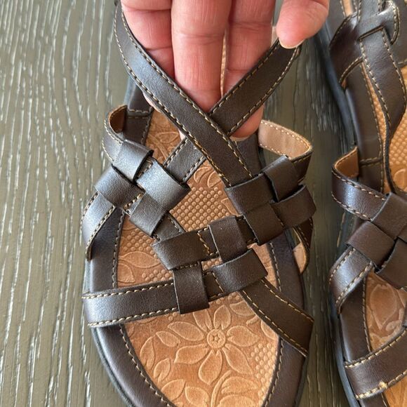 b.o.c. Dark Brown Strappy Sandals Slingback Flats Comfy Shoes Women’s Size 9M - Picture 7 of 12